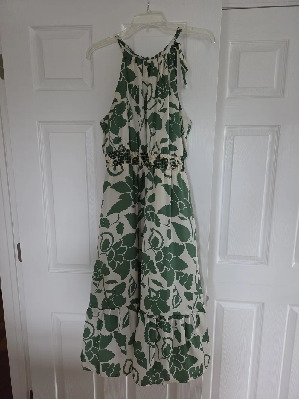 Gilli Cream Midi Dress with Green Floral Print (size L) - Picture 2 of 6